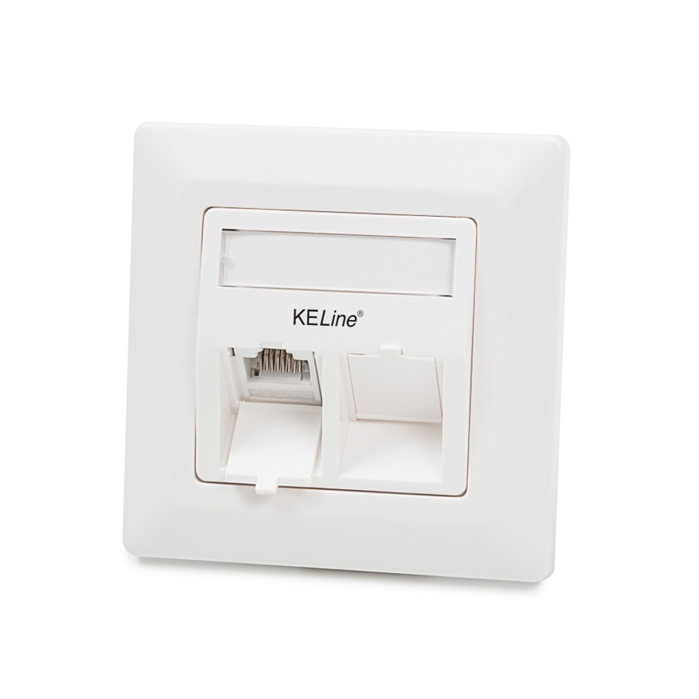 Modulo50 outlet, Category 6, 2xRJ45/u, flush-mounted, keystones included