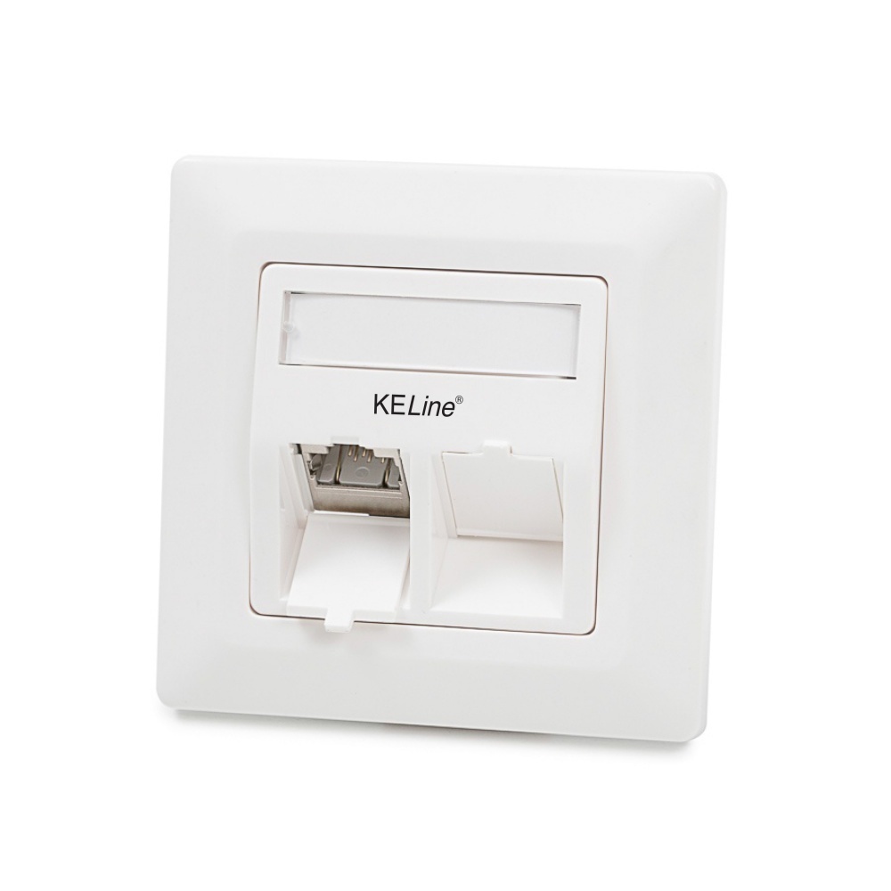 Modulo50 outlet, Category 6A, 2xRJ45/s, flush-mounted, keystones included