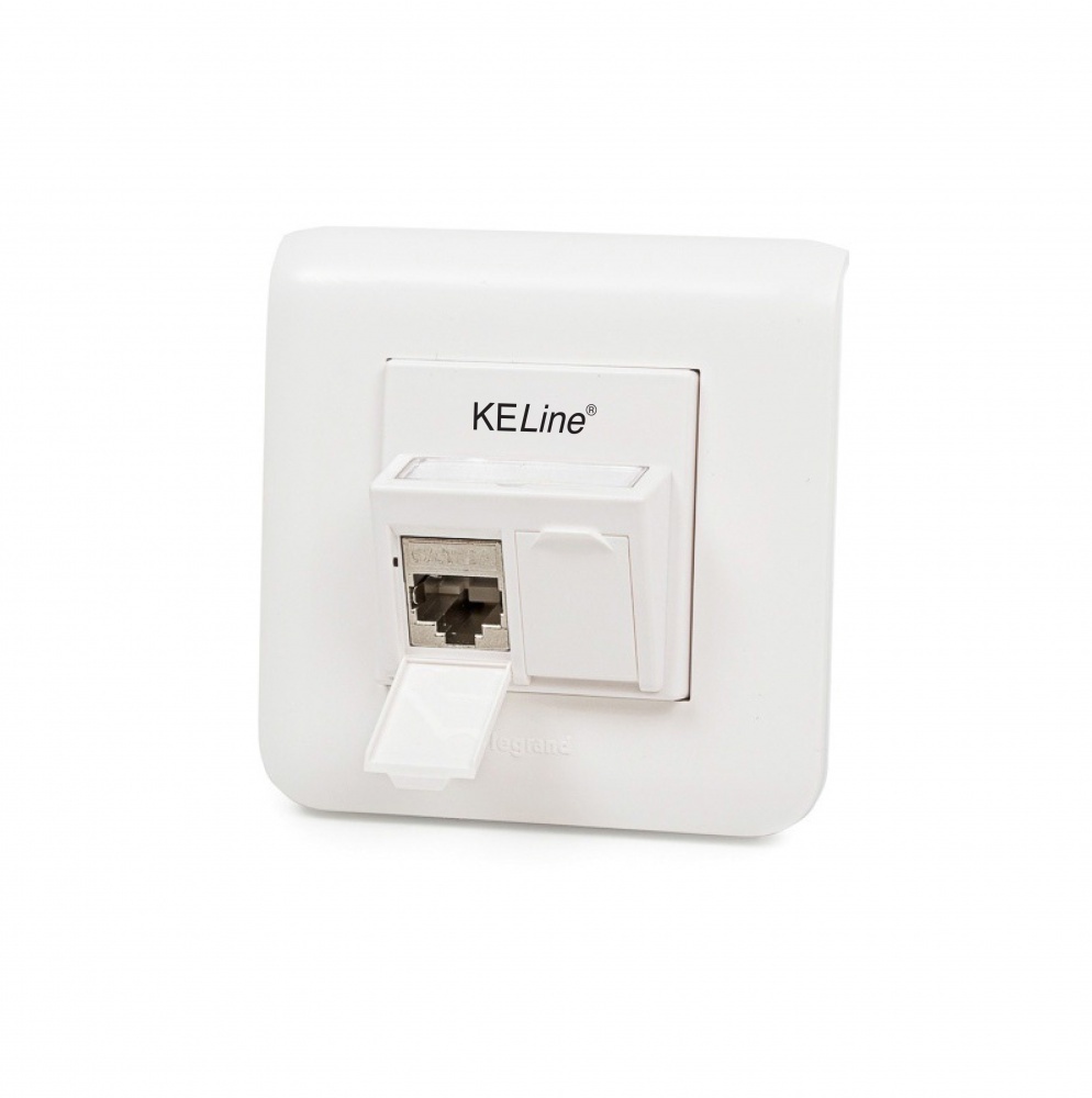 Modulo45 outlet, Category 6A, 2xRJ45/s, flush-mounted, keystones included