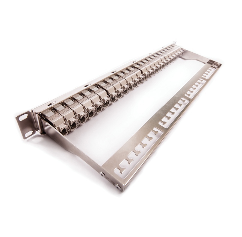 Patch panel, Category 6A, 24xRJ45/s, silver, KEJ-C6A-S-10G keystones included