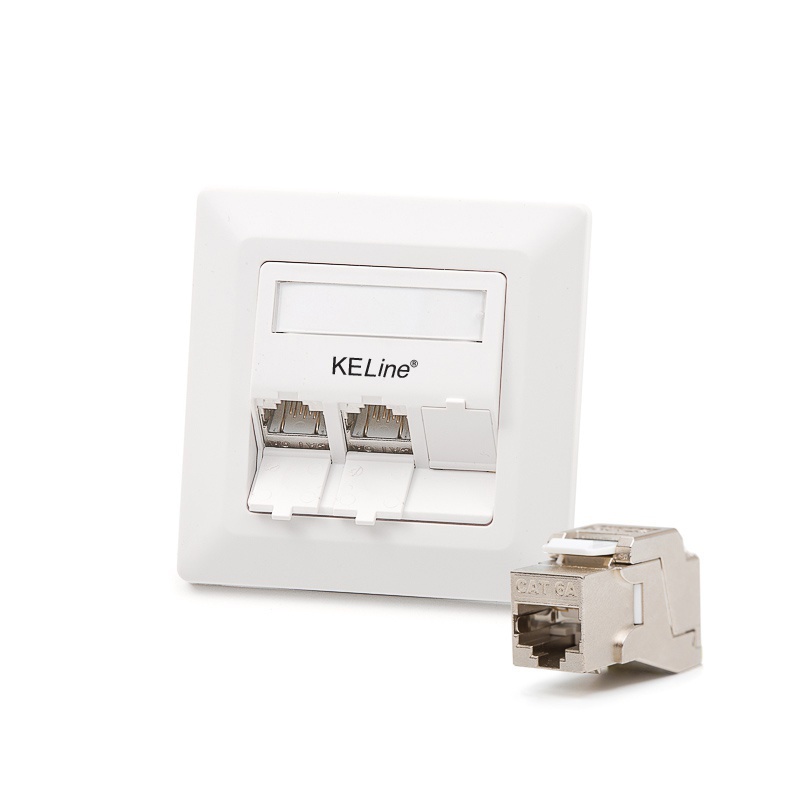 Modulo50 outlet, Category 6A , 3xRJ45/s, flush-mounted, KEJ-C6A-S-10G keystones included