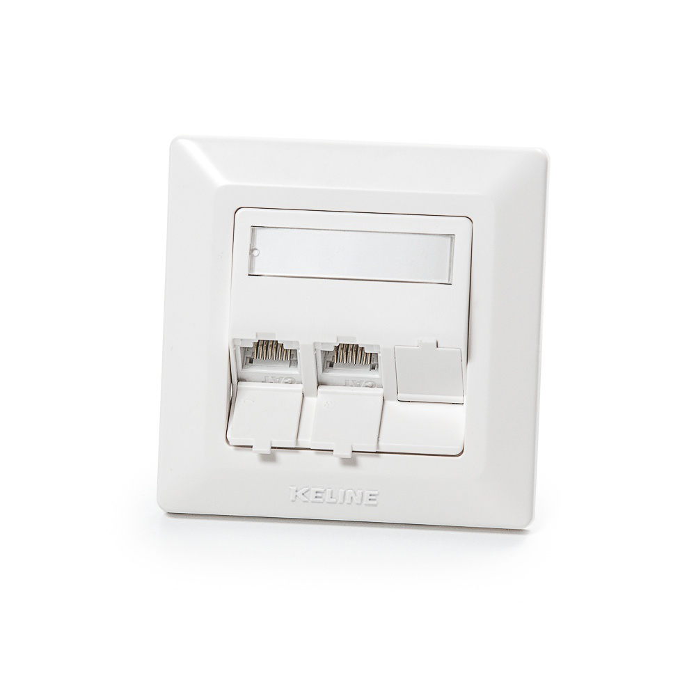 Modulo50 outlet, Category 5E, 3xRJ45/u, flush-mounted, keystones included