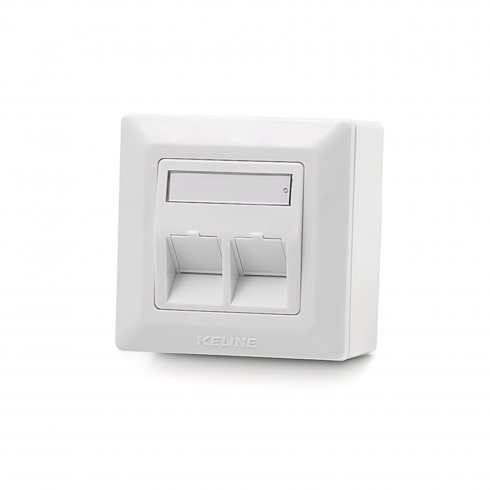 Modulo50 outlet, Category 6, 2xRJ45/u, wall-mounted, keystones included