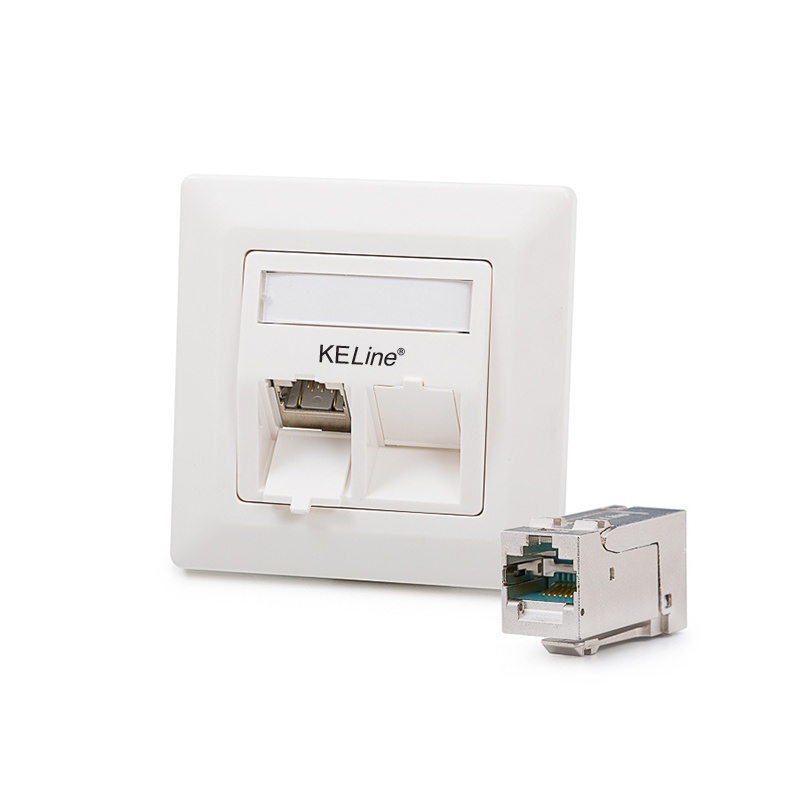 Antibacterial Modulo50 outlet, Category 6A, 2xRJ45/s, flush-mounted, KEJ-C6A-S-HD keystones included