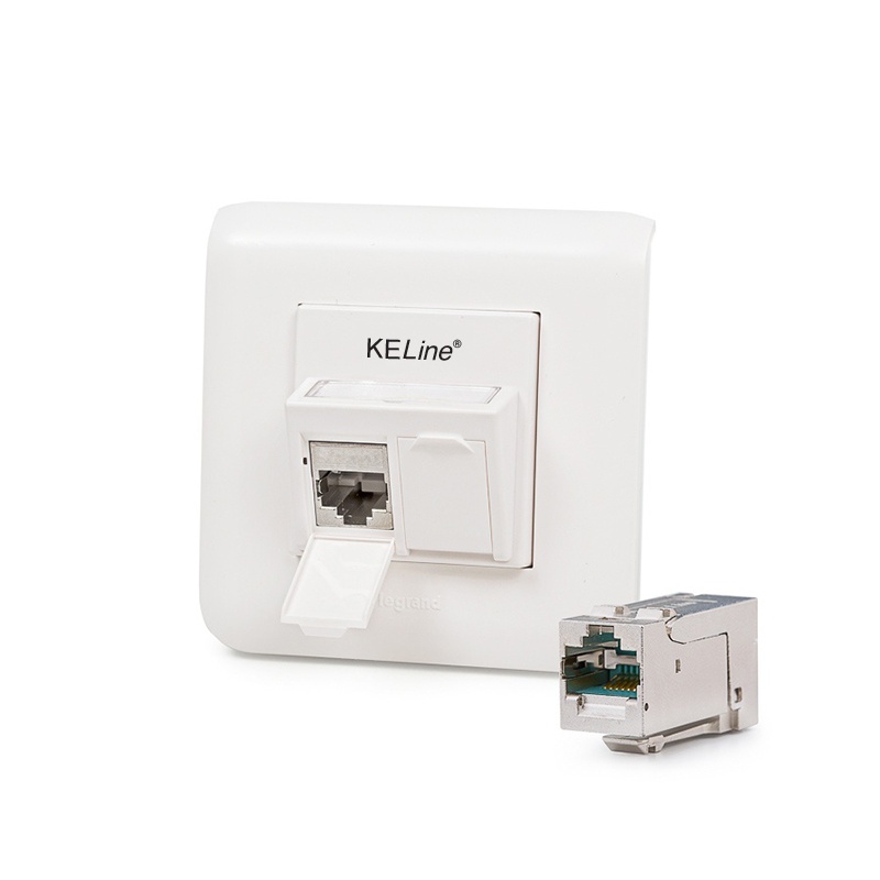 Modulo45 outlet, Category 6A, 2xRJ45/s, flush-mounted, KEJ-C6A-S-HD keystones included
