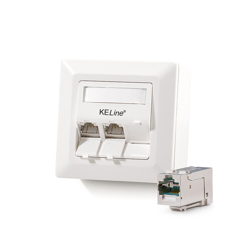 Modulo50 outlet, Category 6A , 3xRJ45/s, wall-mounted, KEJ-C6A-S-HD keystones included
