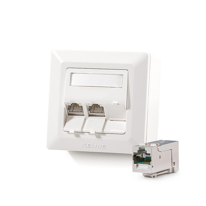 Modulo50 outlet, Category 6A , 3xRJ45/s, wall-mounted, KEJ-C6A-S-HD keystones included