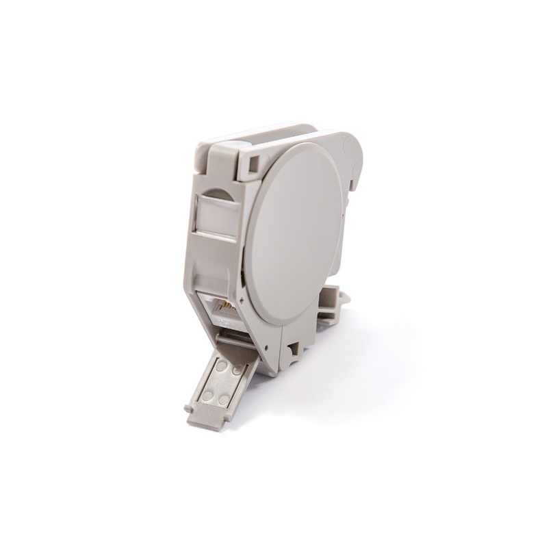 DIN rail keystone holder, Category 6, 1xRJ45/u, keystones included