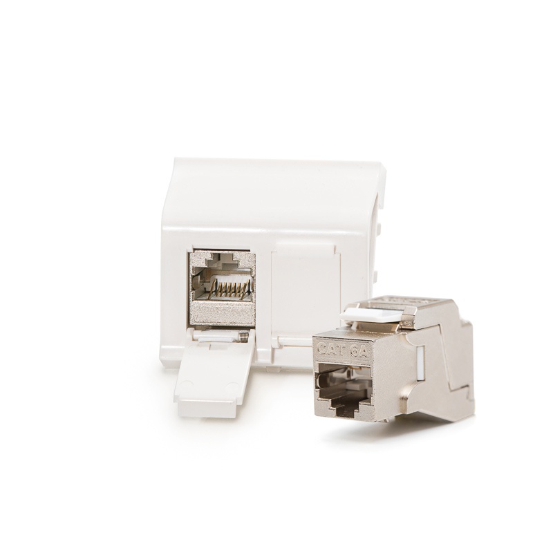 Legrand® MosaicTM compatible outlet module Category 6A, 2xRJ45/s, KEJ-C6A-S-10G keystones included