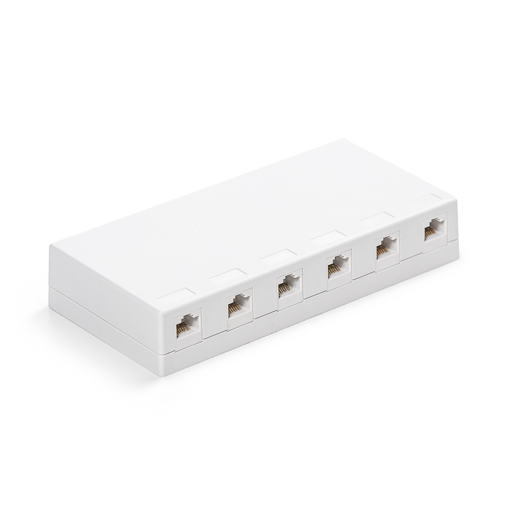 Surface box, Category 6, 6xRJ45/u, wall-mounted, keystones included