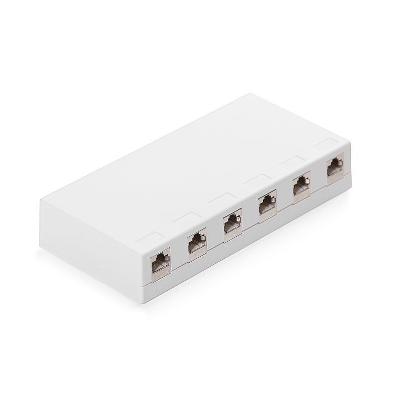 Surface box, Category 5E, 6xRJ45/s, wall-mounted, keystones included