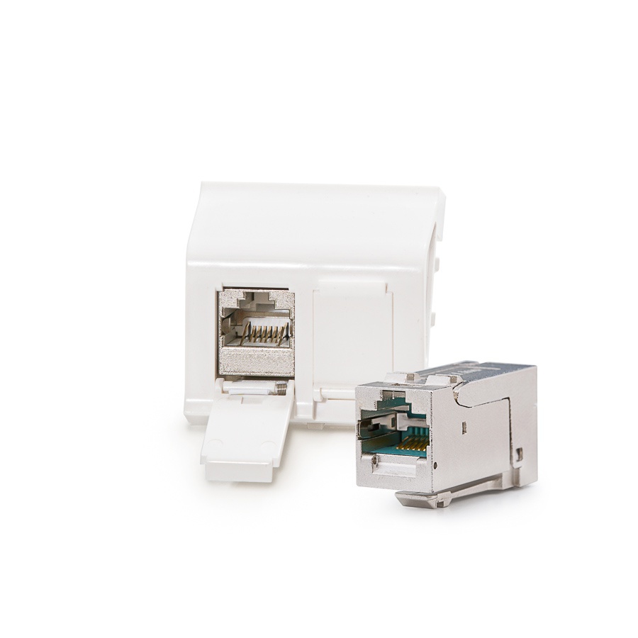 Legrand® MosaicTM compatible outlet module Category 6A, 2xRJ45/s, KEJ-C6A-S-HD keystones included