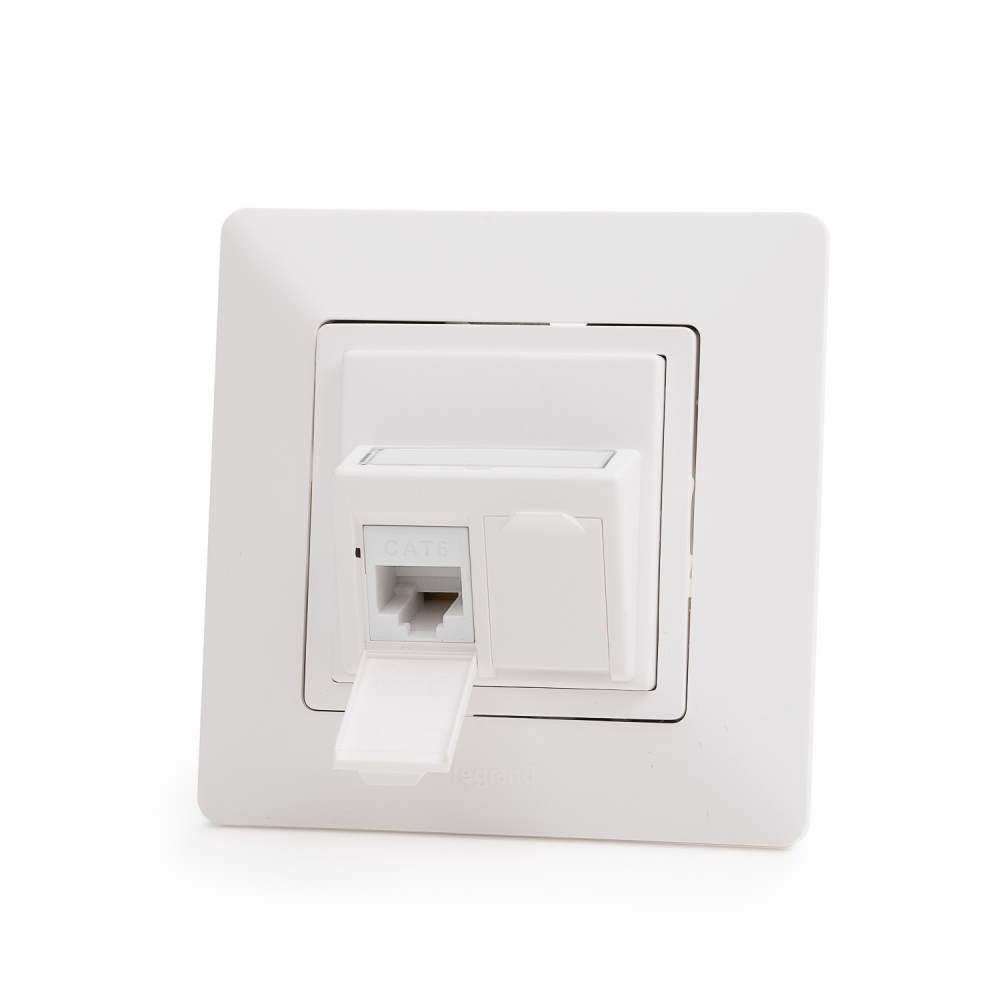 Legrand® ValenaTM&nbsp;Life compatible outlet module, Category 5E, 2xRJ45/u, keystones included