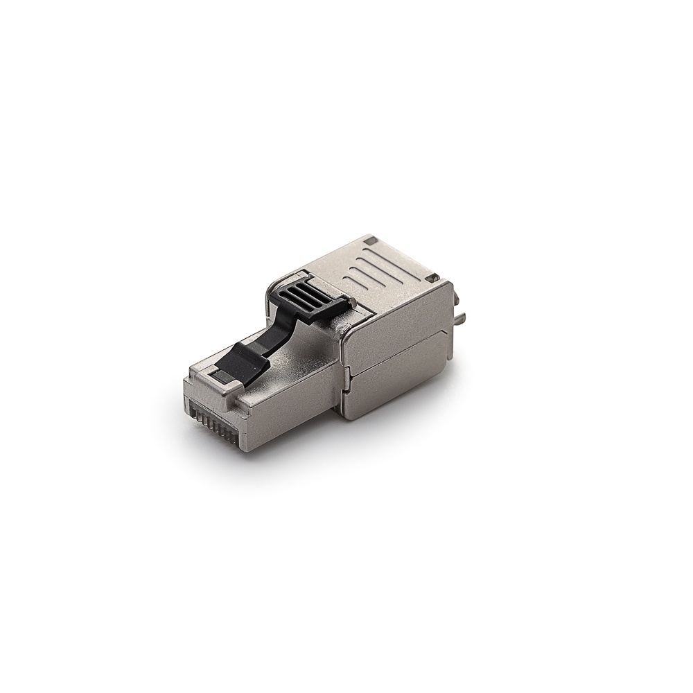 Short (39 mm) toolless field termination RJ45/s connector for Cat. 7A, Cat. 7, Cat. 6A, Cat. 6, Cat. 5E cables
