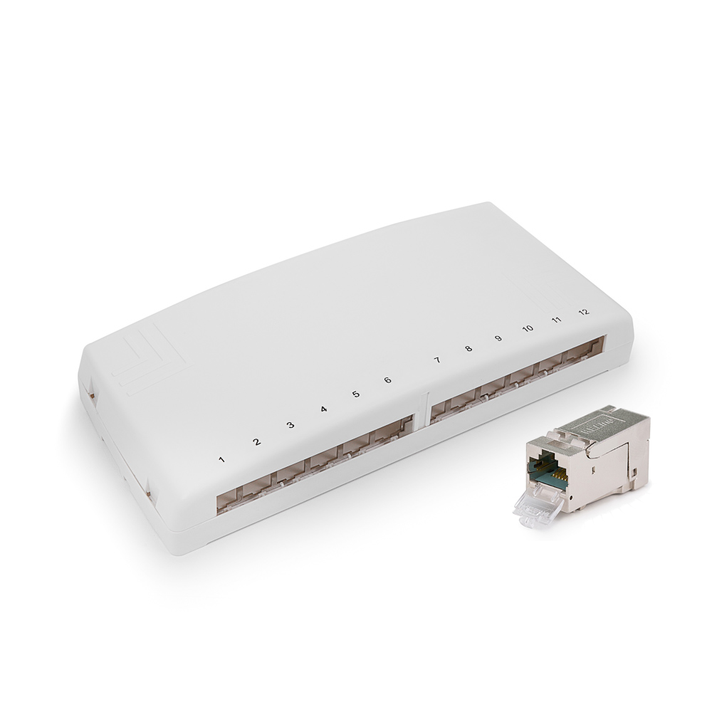 Compact box, Category 6A, 12xRJ45/s, KEJ-C6A-S-HD keystones included