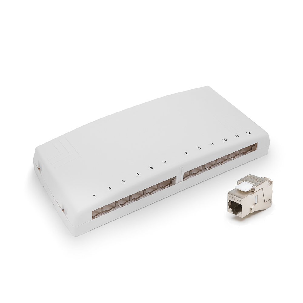 Compact box, Category 6A, 12xRJ45/s, KEJ-C6A-S-10G keystones included