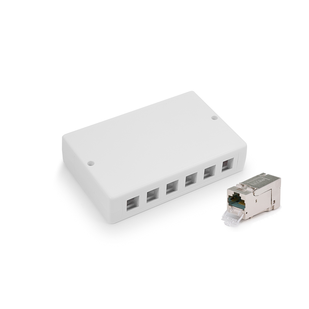 Surface box, Category 6A, 6/12xRJ45/s, wall-mounted, KEJ-C6A-S-HD keystones included