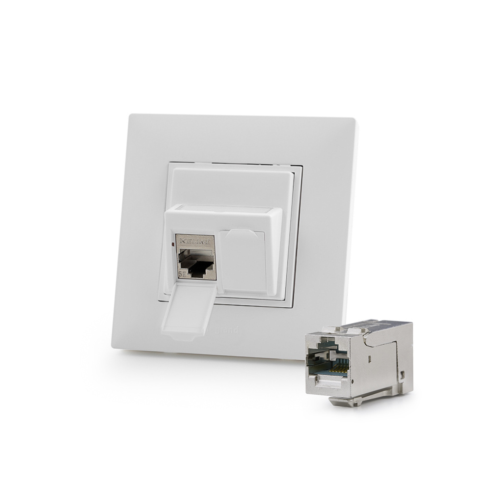 Legrand&reg; Nilo&eacute;TM&nbsp;STEP compatible outlet module, Category 6A, 2xRJ45/s, KEJ-C6A-S-HD keystones included