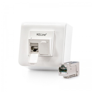 Modulo45 outlet, Category 6A, 2xRJ45/s, wall-mounted, KEJ-C6A-S-HD keystones included