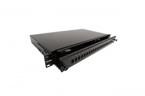 Sliding patch panel for 24 x SC-SC, LC-LC Duplex or LSH-LSH adapters, removable front panel