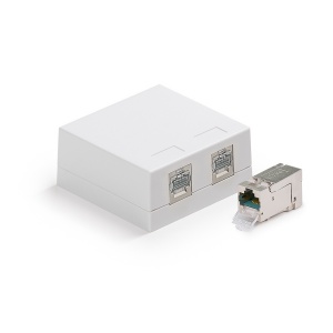 Surface box, Category 6A, 2xRJ45/s, wall-mounted, KEJ-C6A-S-HD keystones included