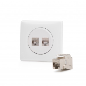 Legrand®&nbsp;CelianTM&nbsp;compatible outlet module, Category 6A, 2xRJ45/s, KEJ-C6A-S-10G keystones included