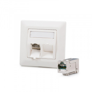 Antibacterial Modulo50 outlet, Category 6A, 2xRJ45/s, flush-mounted, KEJ-C6A-S-HD keystones included