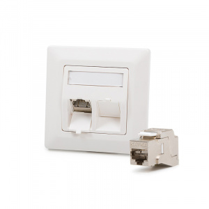 Antibacterial Modulo50 outlet, Category 6A, 2xRJ45/s, flush-mounted, KEJ-C6A-S-10G keystones included