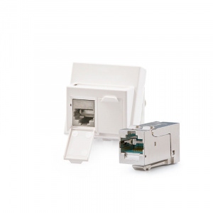 Antibacterial Modulo45 outlet, Category 6A, 2xRJ45/s, floor / duct-mounted, KEJ-C6A-S-HD keystones included