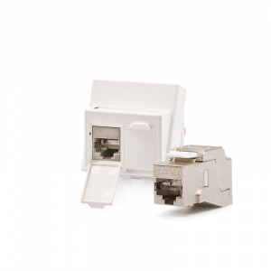 Antibacterial Modulo45 outlet, Category 6A, 2xRJ45/s, floor / duct-mounted, KEJ-C6A-S-10G keystones included