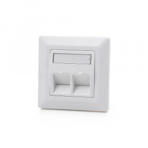 UK style Modulo50 outlet, 2 ports, flush-mounted, empty
