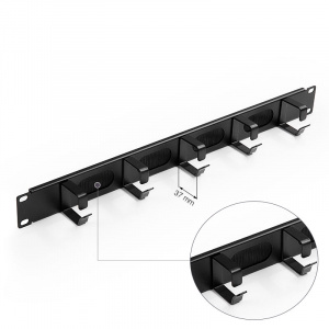 19&rdquo; cable management panel with brush strip, ring width of 37 mm, metallic
